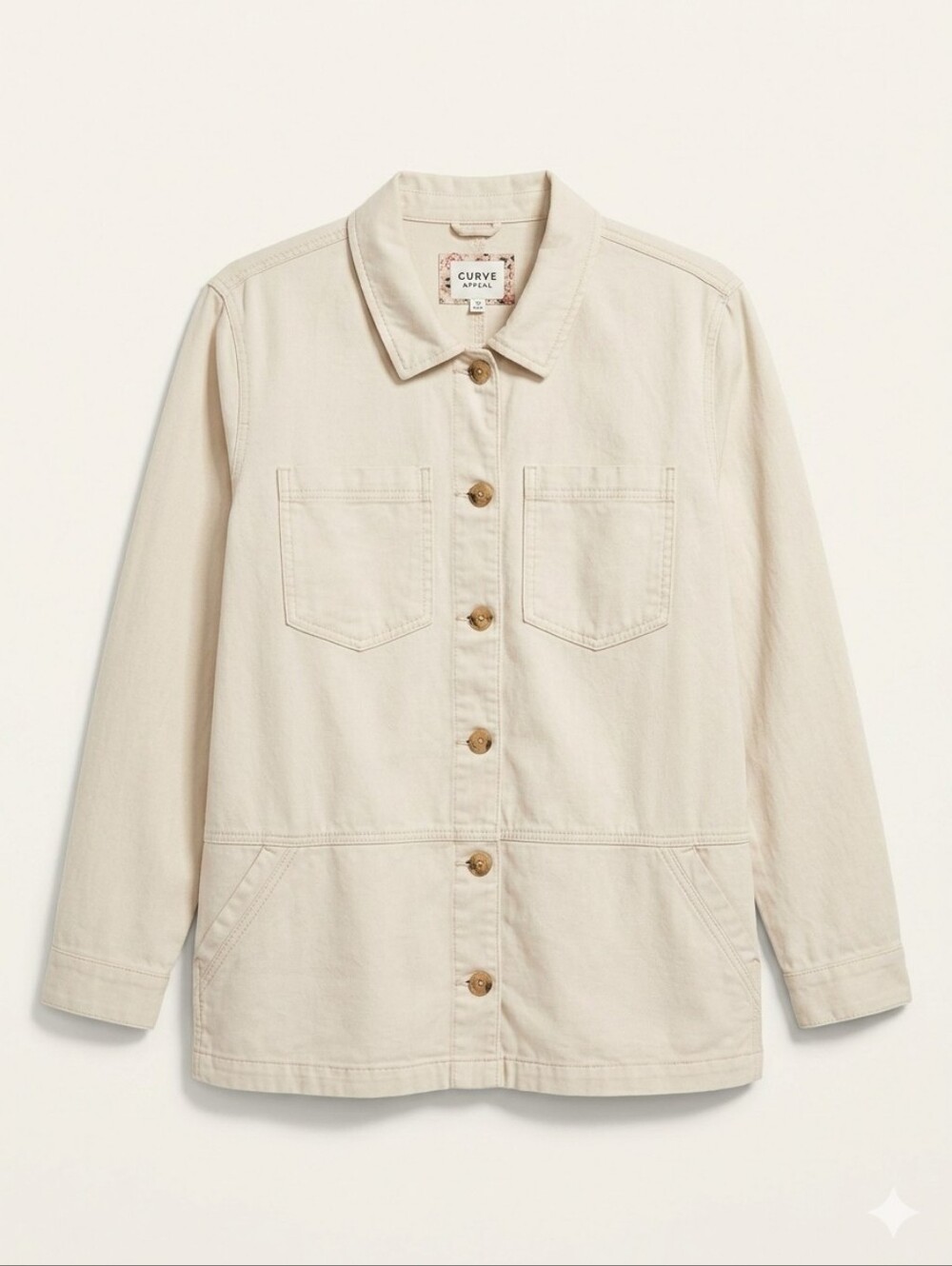 Curve Appeal Women's Tan Cream Cotton Utility Barn Light Spring Jacket Sz XL
